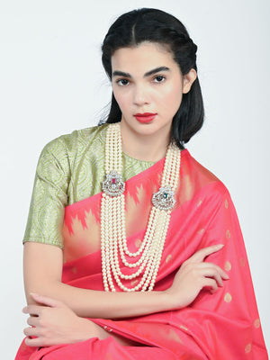 Rajwada White Alloy Pearl Embellished Neckpiece For Women