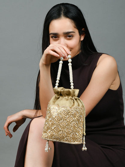 Rajwada Gold Polyester Potli For Women
