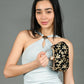 Rajwada Black Suede Embroidered Hand Bag For Women