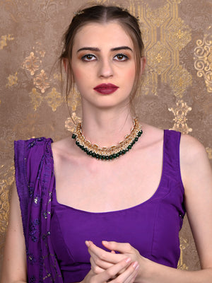 Rajwada Women Green Cluster Beads Choker Necklace Set