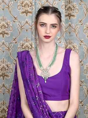 Rajwada Women Green And White Long Necklace Set