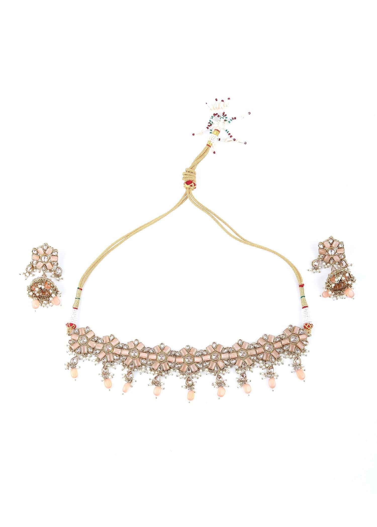 Modern Peach Choker Set - Rajwada