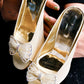 Rajwada Women Beige Shiny Square Heel Mules With A Bow