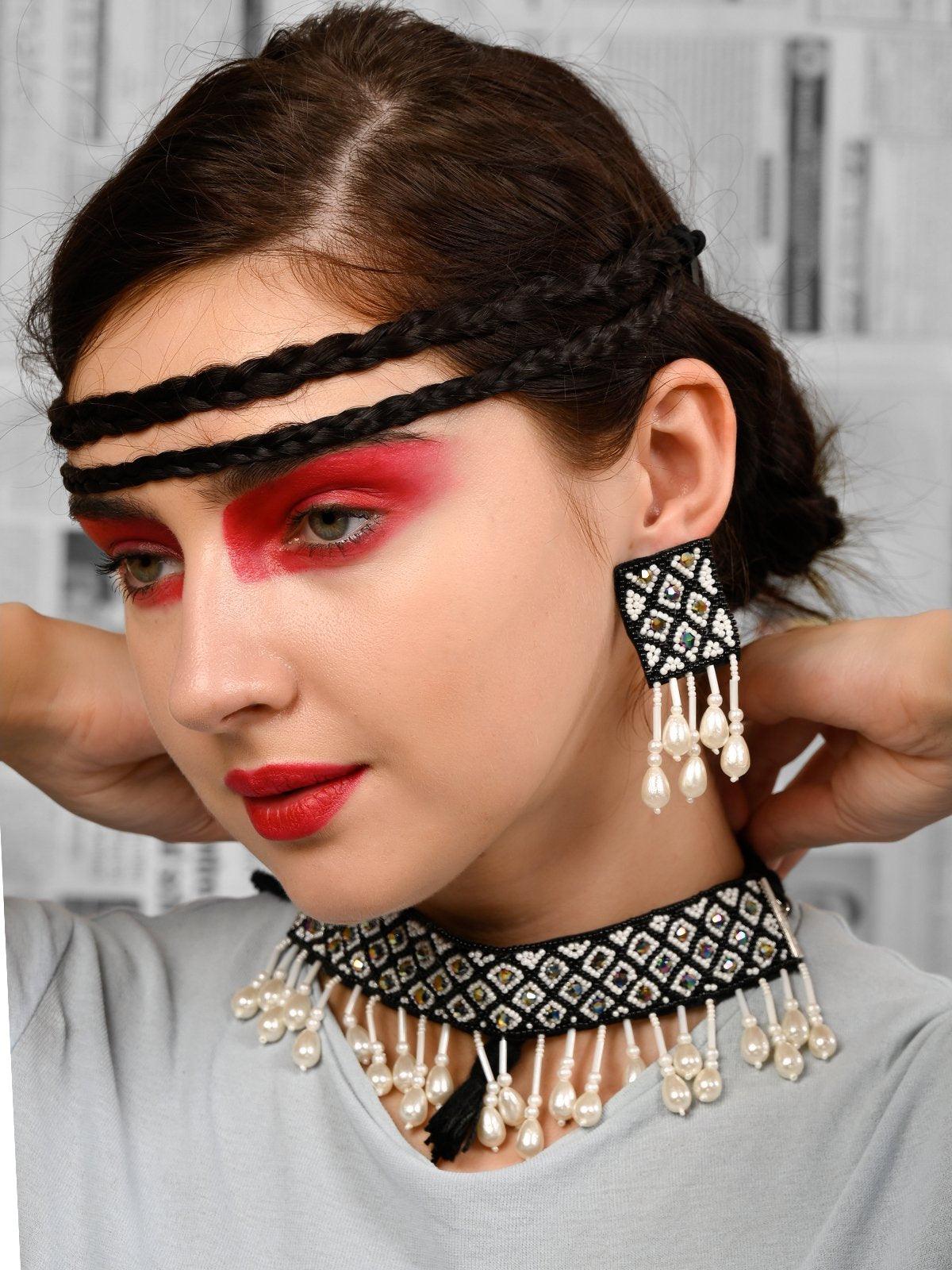 Monochrome Tribal Choker Necklace - Rajwada