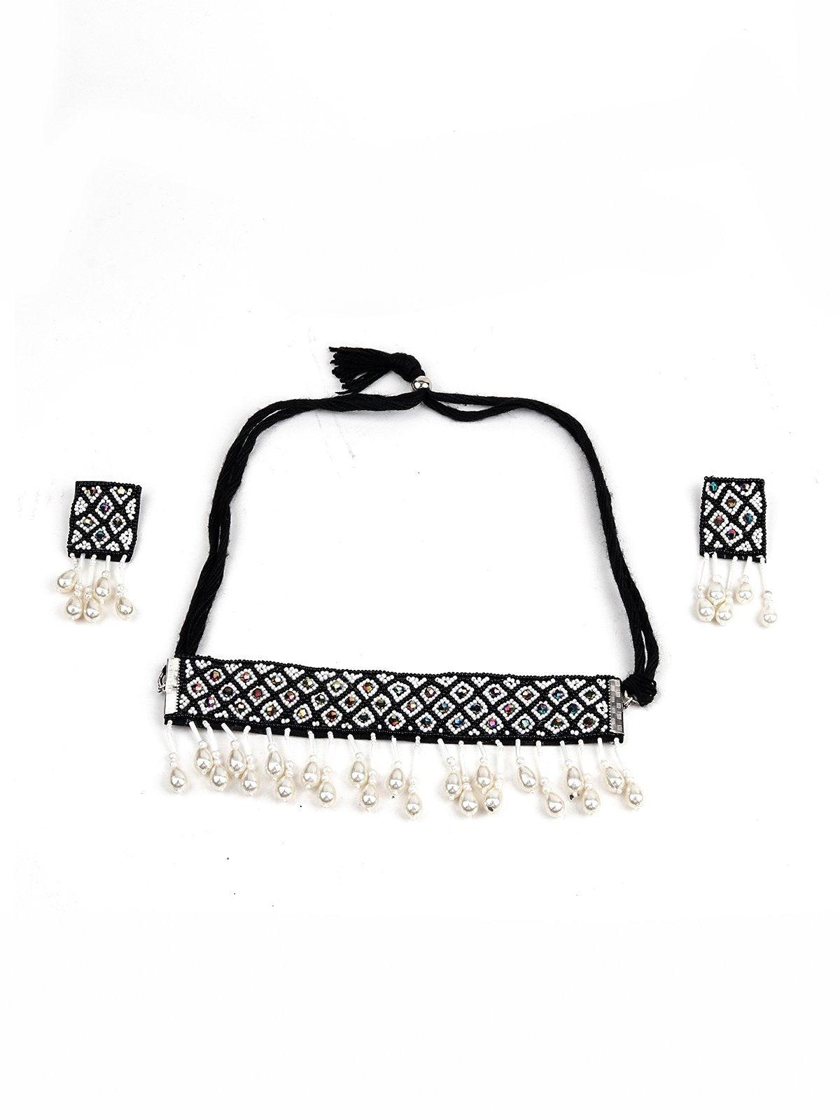 Monochrome Tribal Choker Necklace - Rajwada