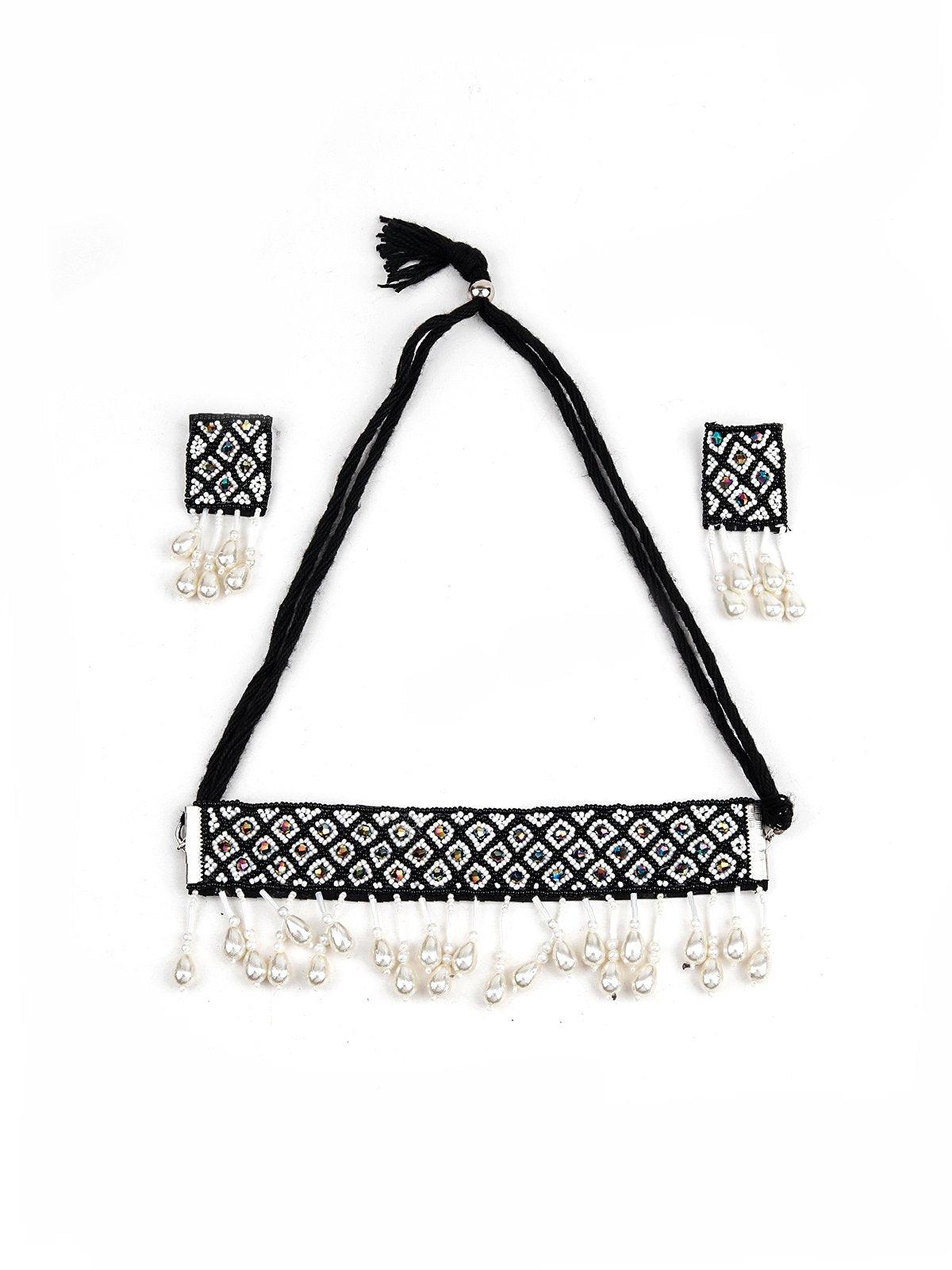 Monochrome Tribal Choker Necklace - Rajwada