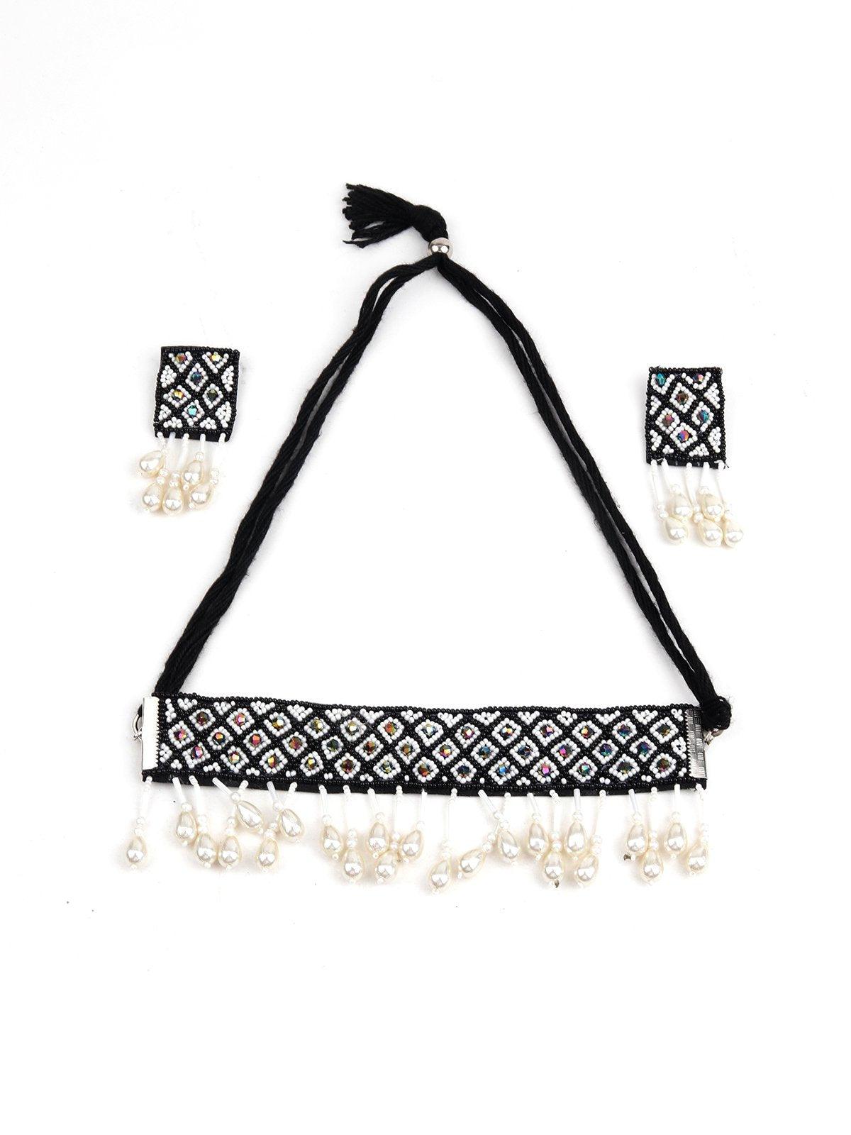 Monochrome Tribal Choker Necklace - Rajwada