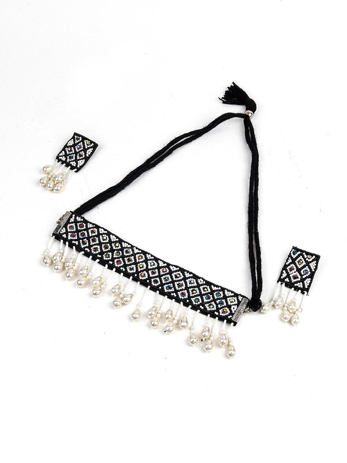 Monochrome Tribal Choker Necklace - Rajwada