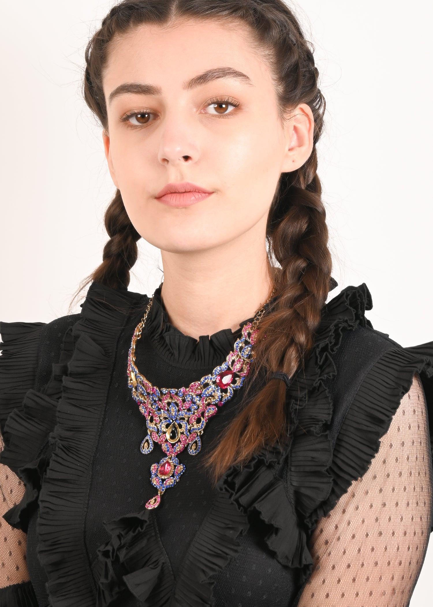 Multi Color Crystal Necklace Set - Rajwada