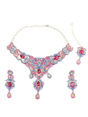 Multi Color Crystal Necklace Set - Rajwada
