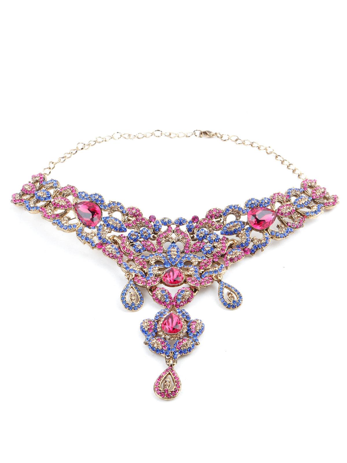 Multi Color Crystal Necklace Set - Rajwada