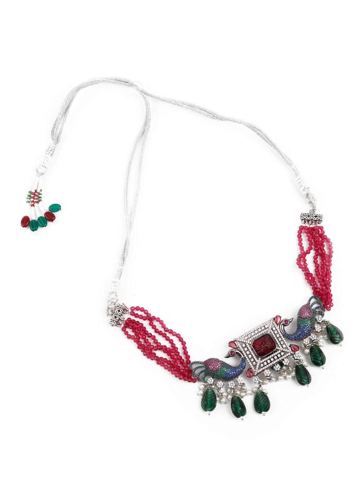 Multi Colored  Choker Necklace Set - Rajwada