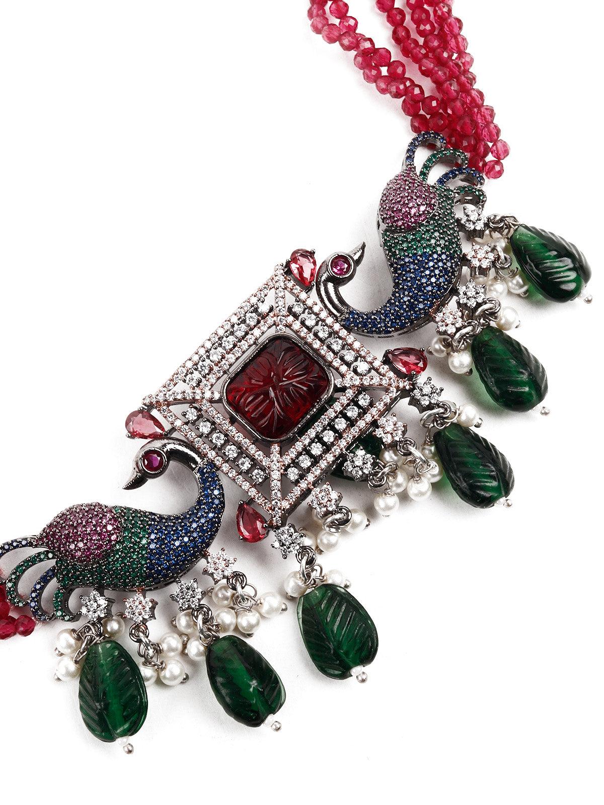 Multi Colored  Choker Necklace Set - Rajwada