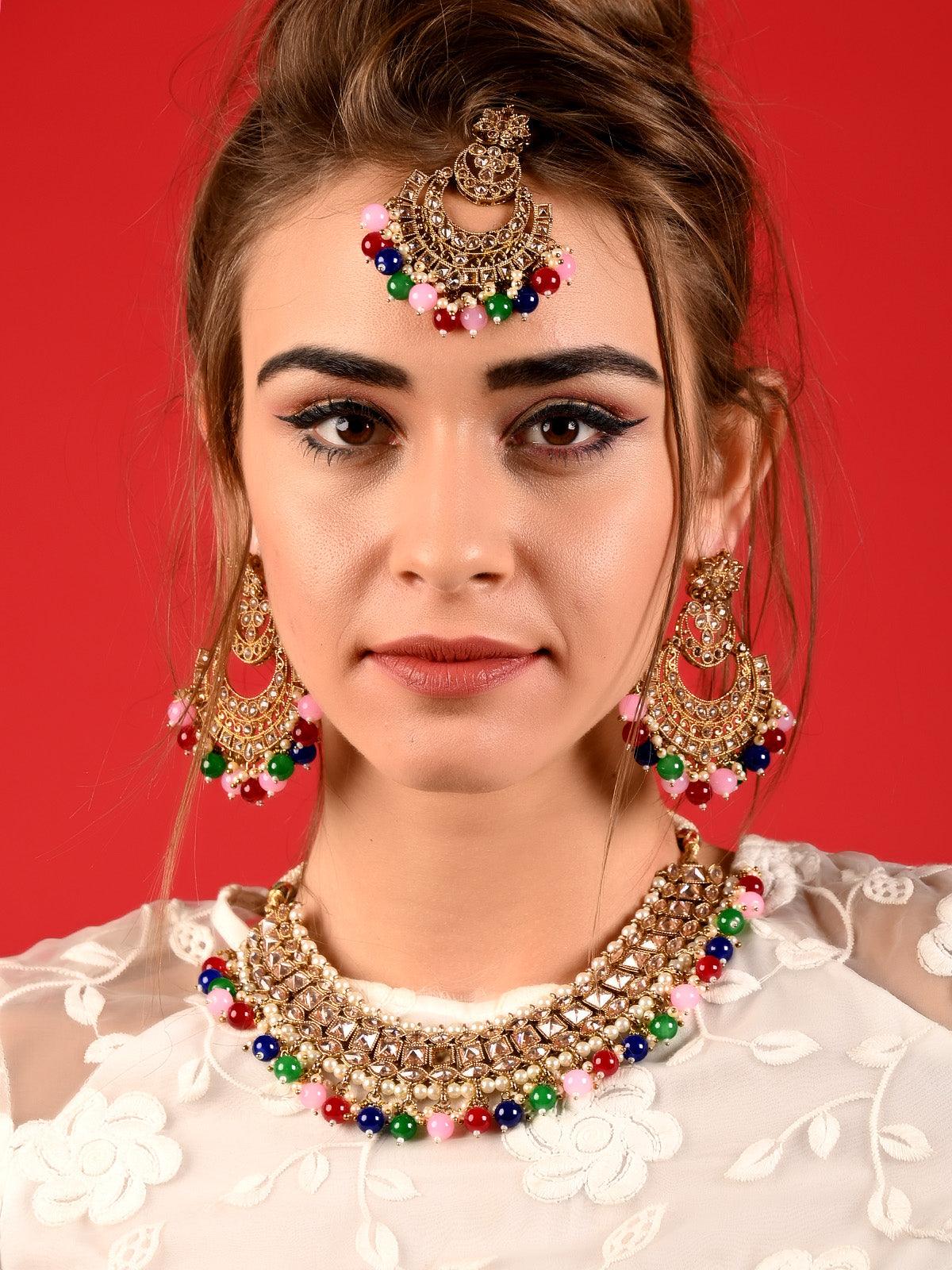 Multi-colour Adorable Pearl Necklace Set - Rajwada