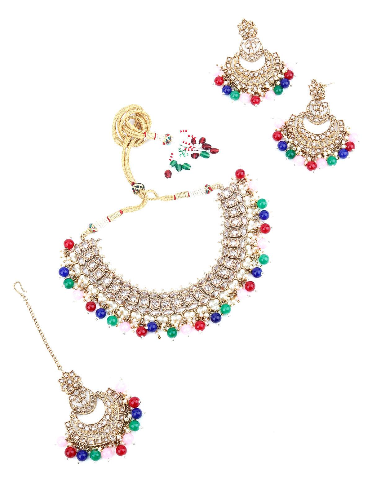 Multi-colour Adorable Pearl Necklace Set - Rajwada