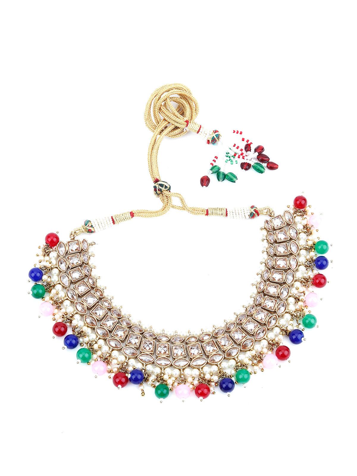 Multi-colour Adorable Pearl Necklace Set - Rajwada