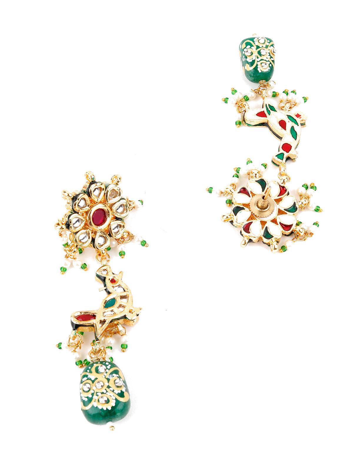 Multi-Coloured Stone Enticing Long Onyx Necklace Set - Rajwada
