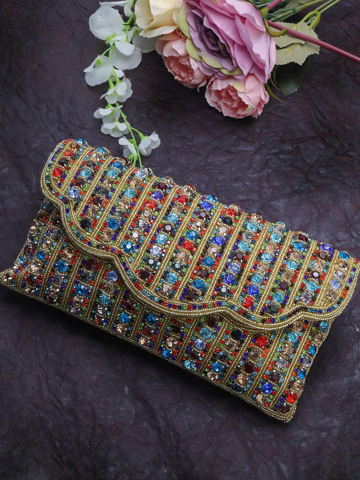 Multi-coloured stone shoulder bag - Rajwada