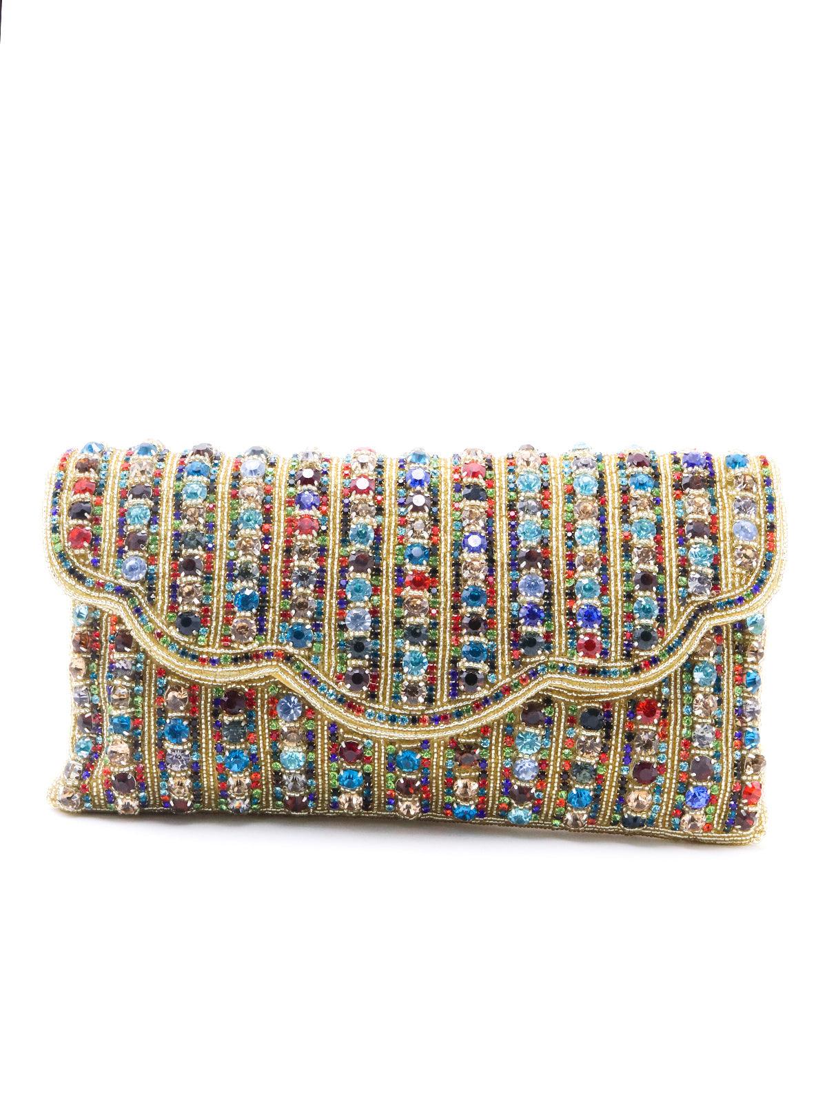 Multi-coloured stone shoulder bag - Rajwada