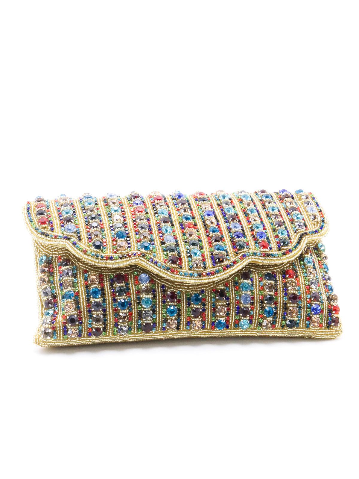 Multi-coloured stone shoulder bag - Rajwada