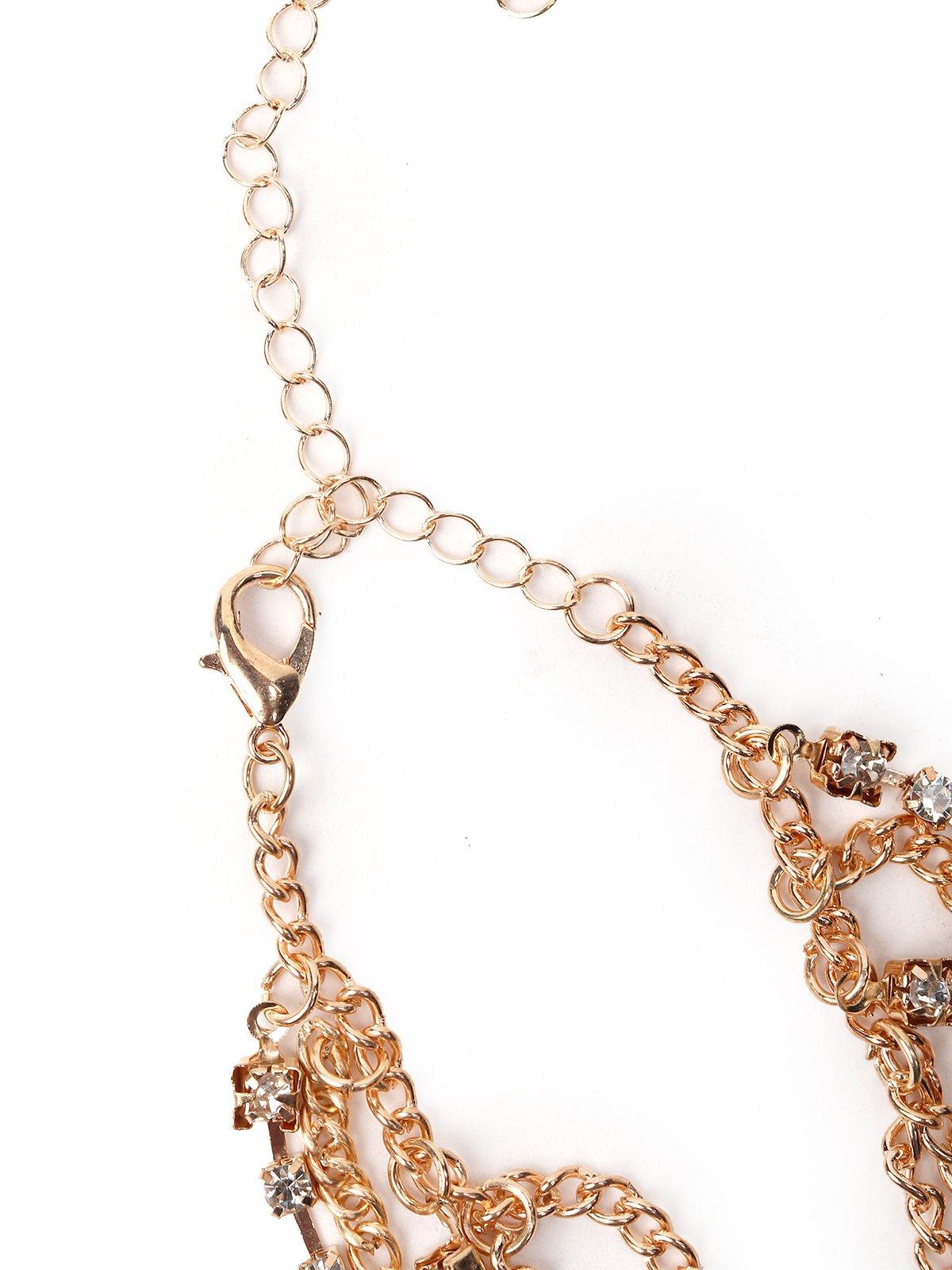 Multi-Layered Chain Embedded Hathphool-Gold - Rajwada
