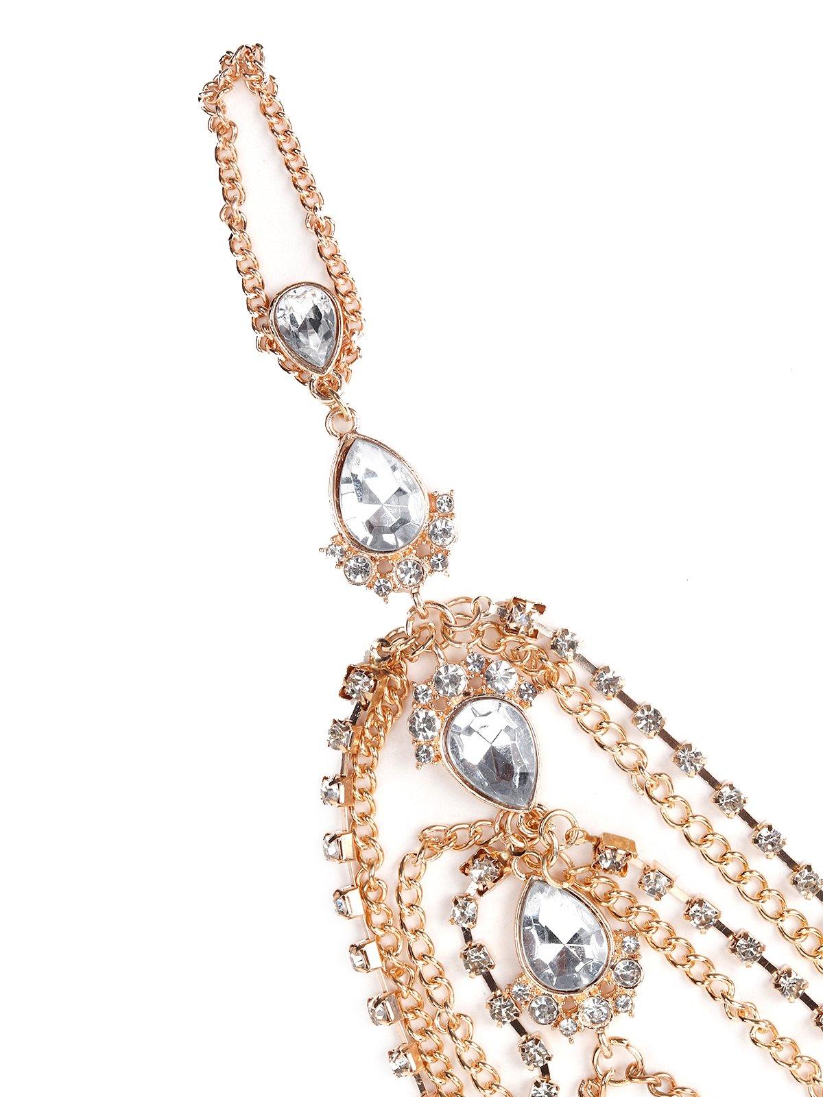 Multi-Layered Chain Embedded Hathphool-Gold - Rajwada