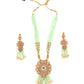 Multi-Strand Light Green Onyx Necklace with Earrings - Rajwada