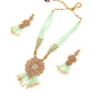 Multi-Strand Light Green Onyx Necklace with Earrings - Rajwada