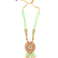 Multi-Strand Light Green Onyx Necklace with Earrings - Rajwada