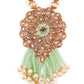 Multi-Strand Light Green Onyx Necklace with Earrings - Rajwada