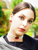 Multi strand Pink stone Fine Pearl Choker Set! - Rajwada
