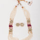 Multi String White Beaded With Kundan Work Necklace Set - Rajwada