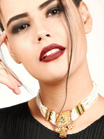 Multi String White Pearl And Gold Choker Necklace Set - Rajwada