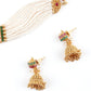 Multi String White Pearl And Gold Choker Necklace Set - Rajwada
