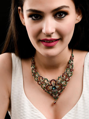 Multicolor Crystal Necklace Set - Rajwada