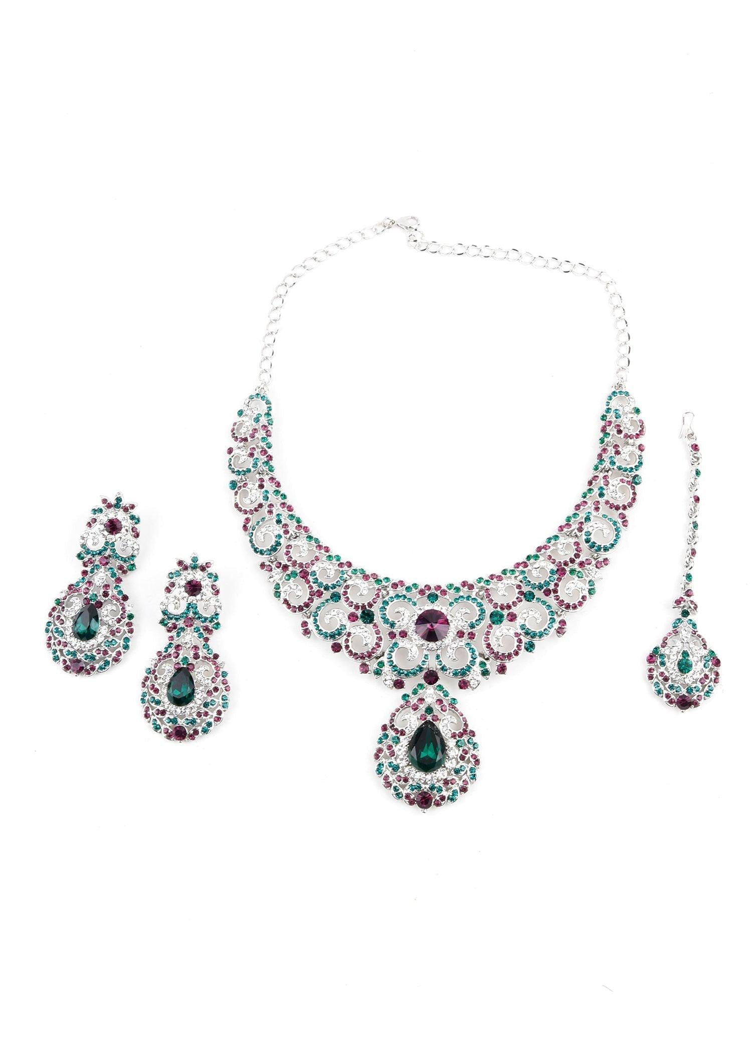 Multicolor Crystal Necklace Set - Rajwada
