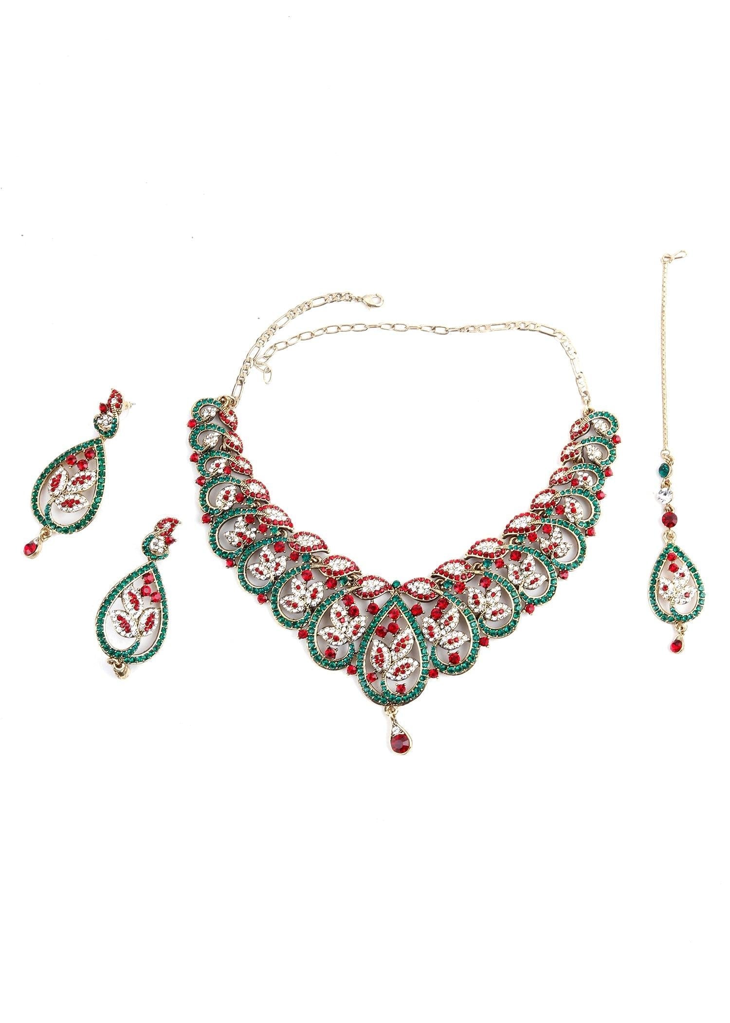 Multicolor Crystal Necklace Set - Rajwada