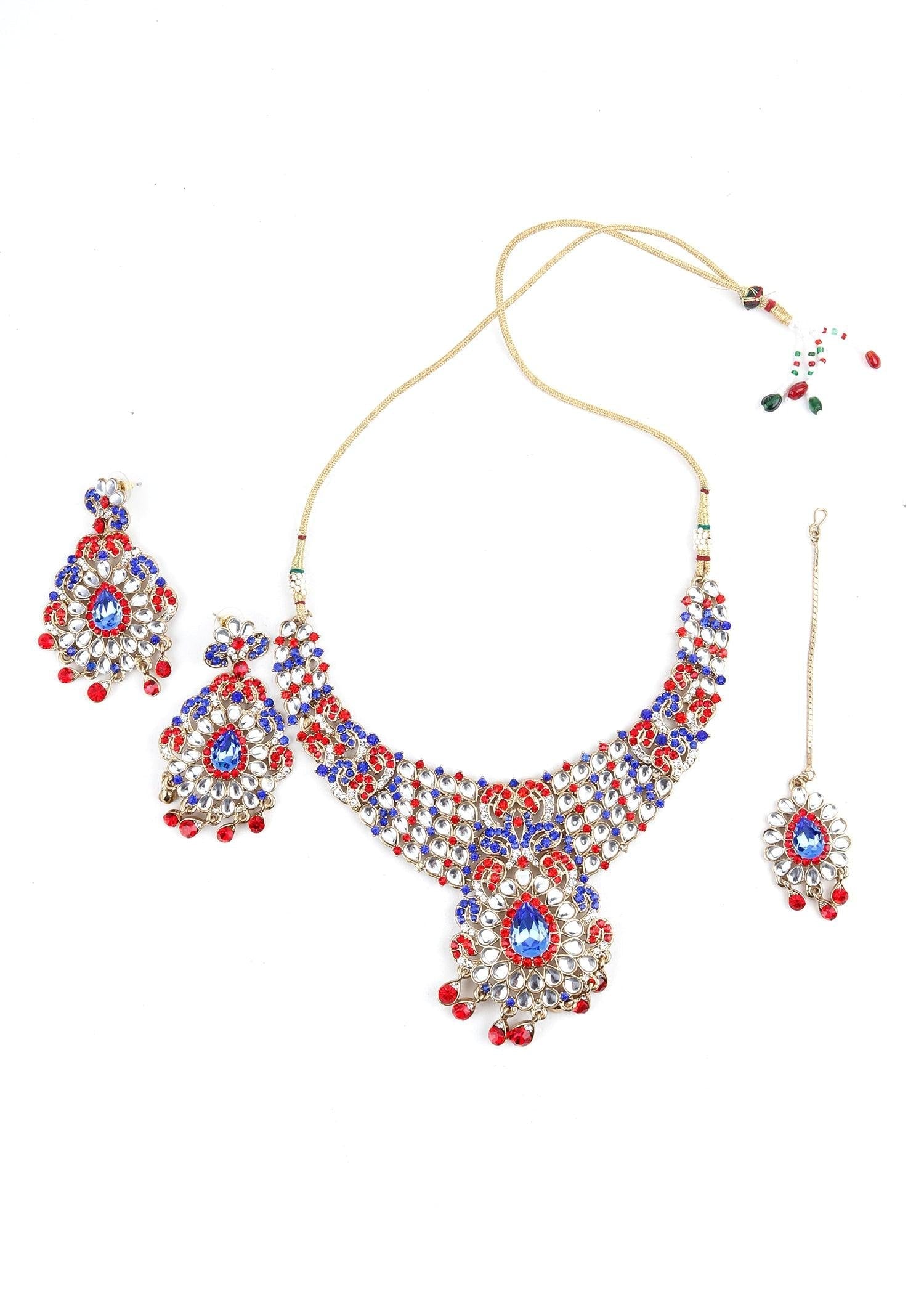 Multicolor Crystal Necklace Set - Rajwada