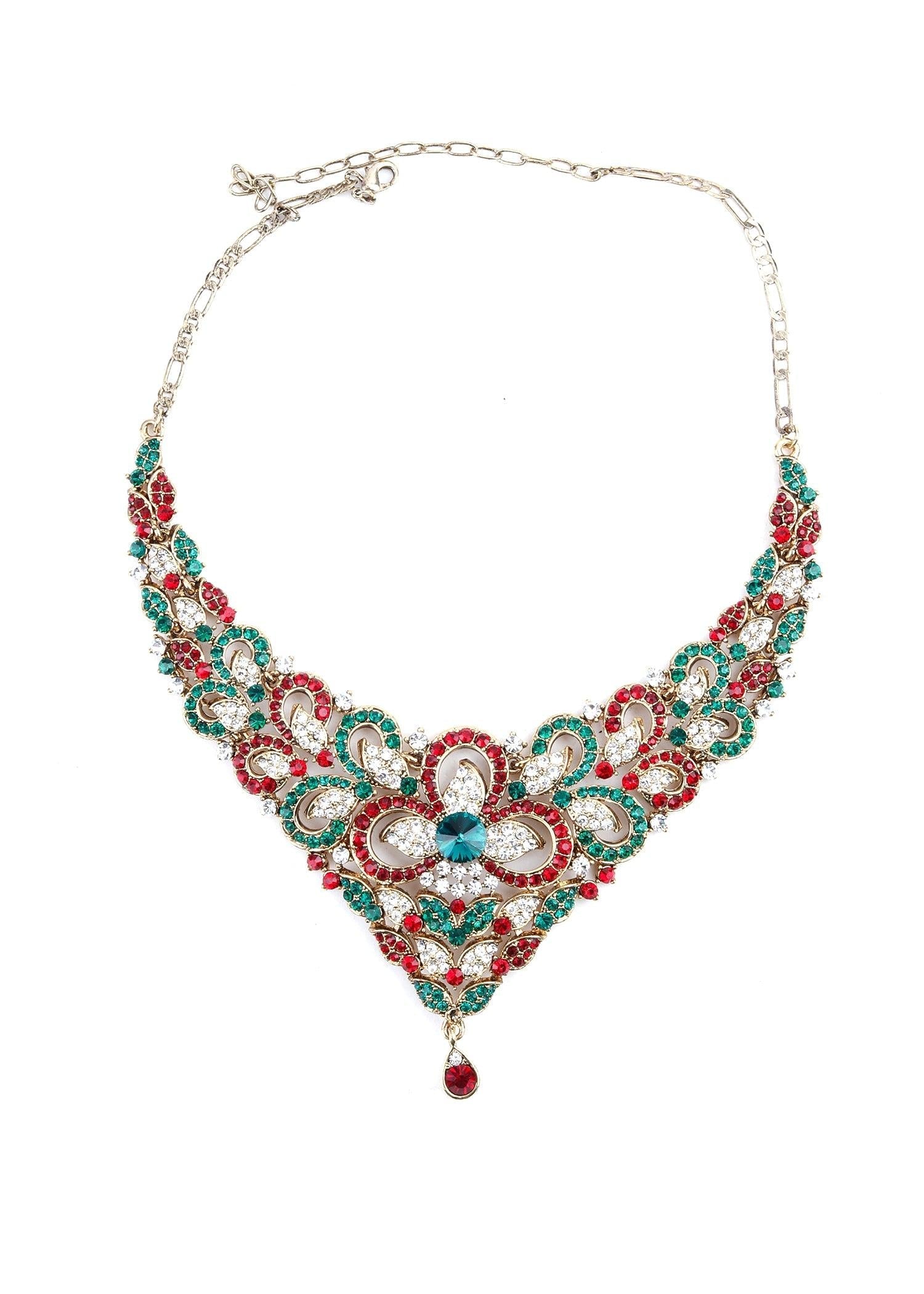 Multicolor Crystal Necklace Set - Rajwada