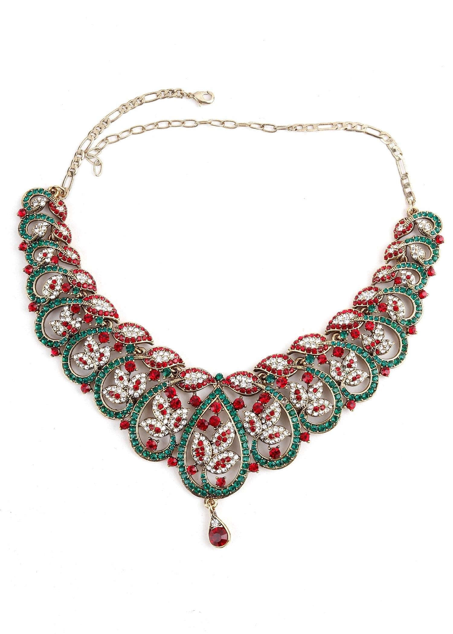 Multicolor Crystal Necklace Set - Rajwada