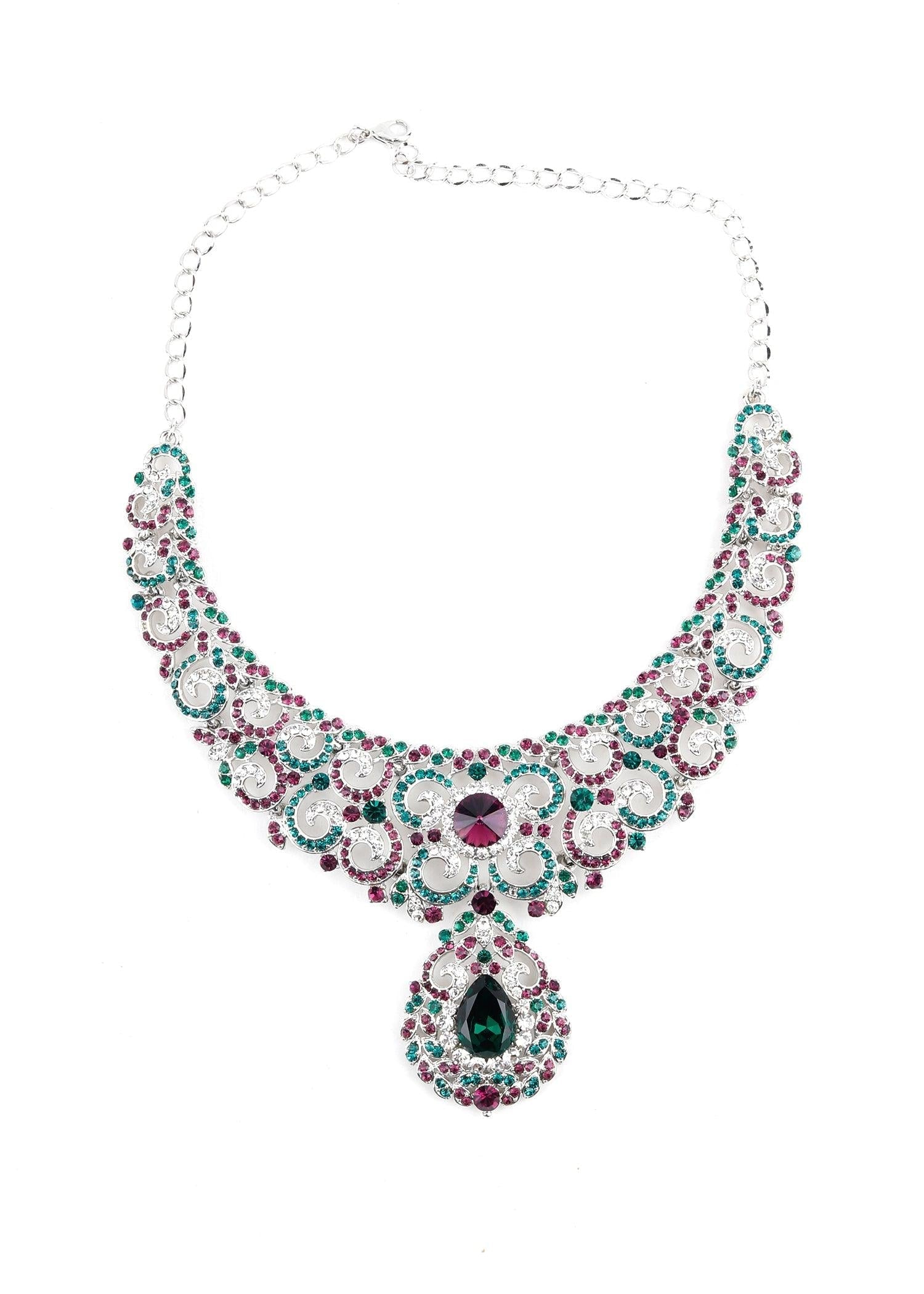 Multicolor Crystal Necklace Set - Rajwada