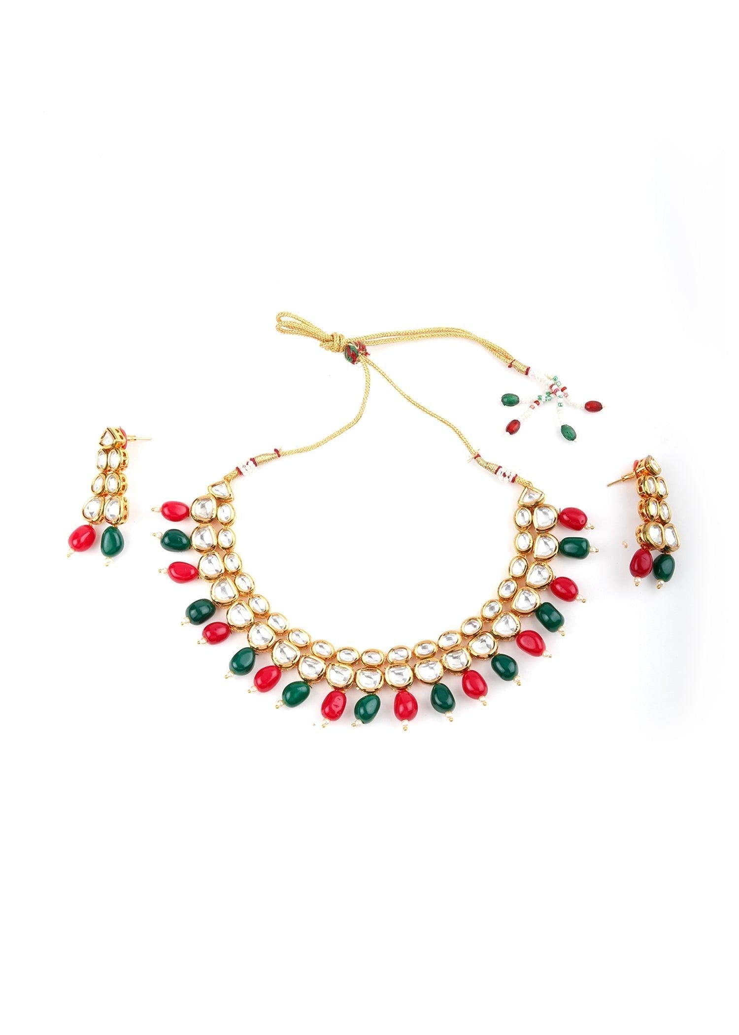 Multicolor Kundan Necklace Set - Rajwada