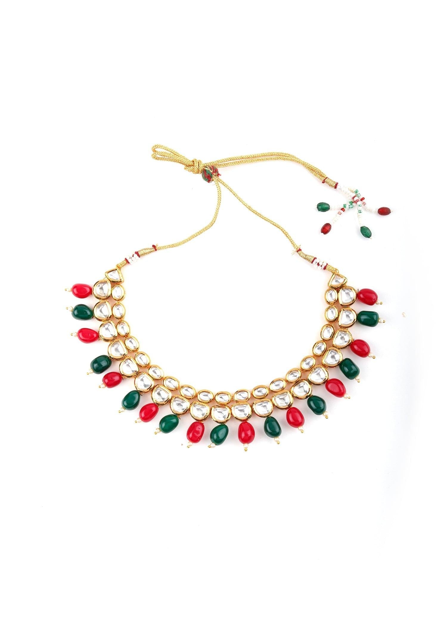 Multicolor Kundan Necklace Set - Rajwada