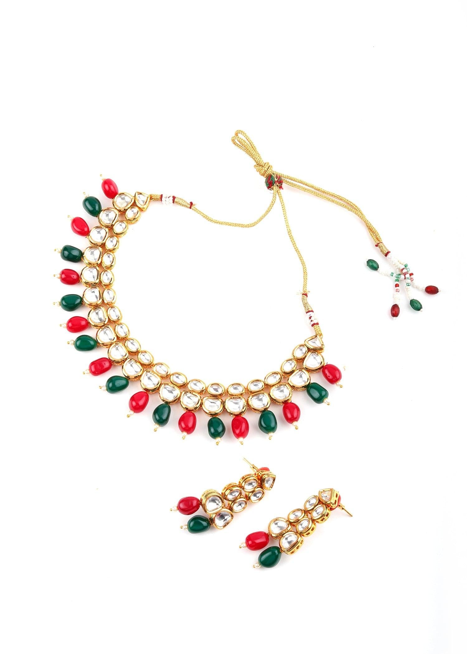 Multicolor Kundan Necklace Set - Rajwada