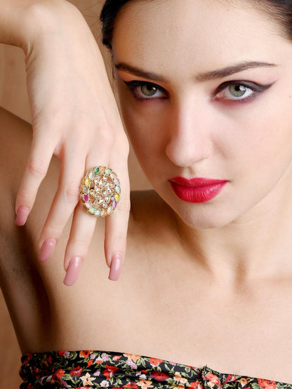 Multicolor Round Finger Ring - Rajwada