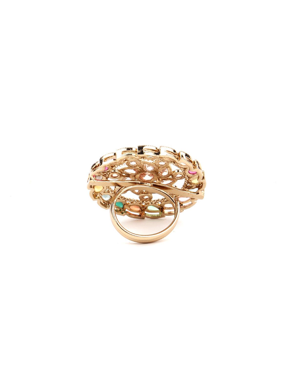 Multicolor Round Finger Ring - Rajwada