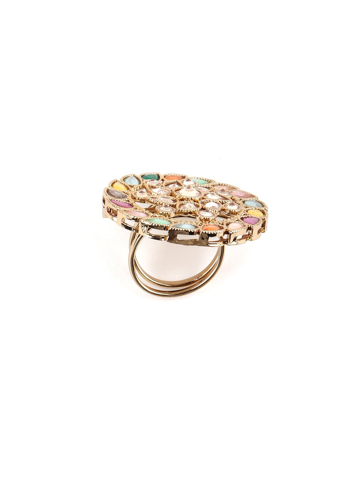 Multicolor Round Finger Ring - Rajwada