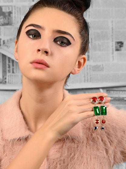 Multicolor Stone Embellished Ethnic Earrings - Rajwada