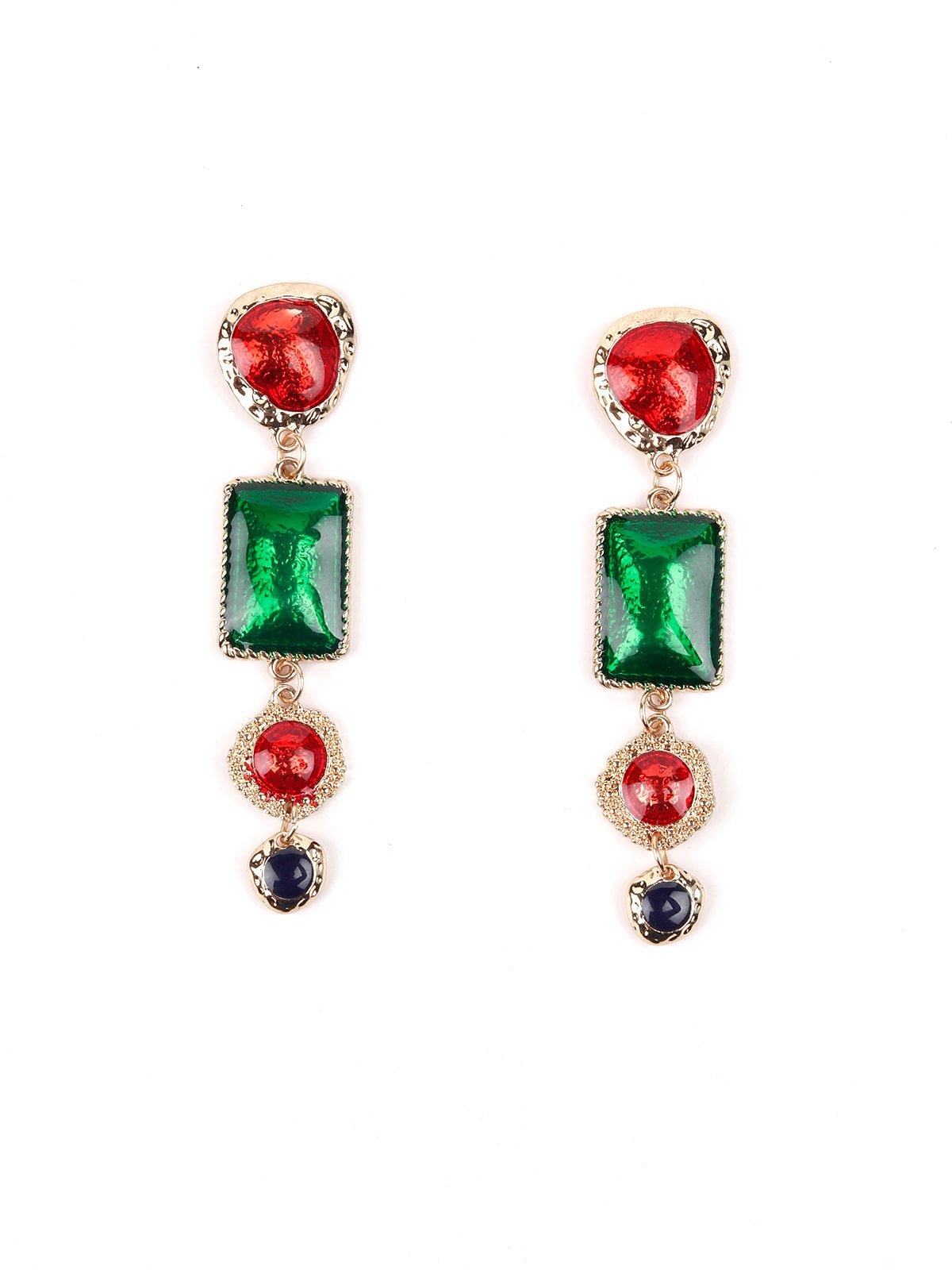 Multicolor Stone Embellished Ethnic Earrings - Rajwada