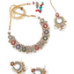 Multicolor Traditional Rhine Stone Necklace Set - Rajwada
